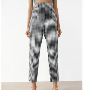 ZARA Checkered High-Waist Pants
